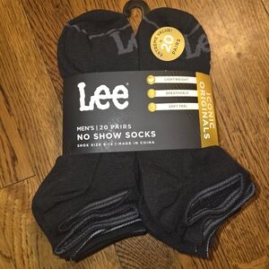 Lee Men's No Show Socks - Black and Gray (20 Pairs)
